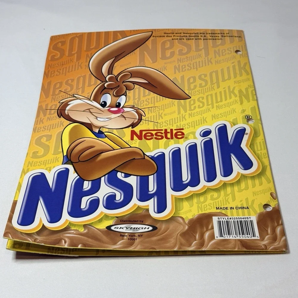 Nesquik Nestle Chocolate Drink Folder Kids School 3 Ring RARE‎ VTG 90's NEW
